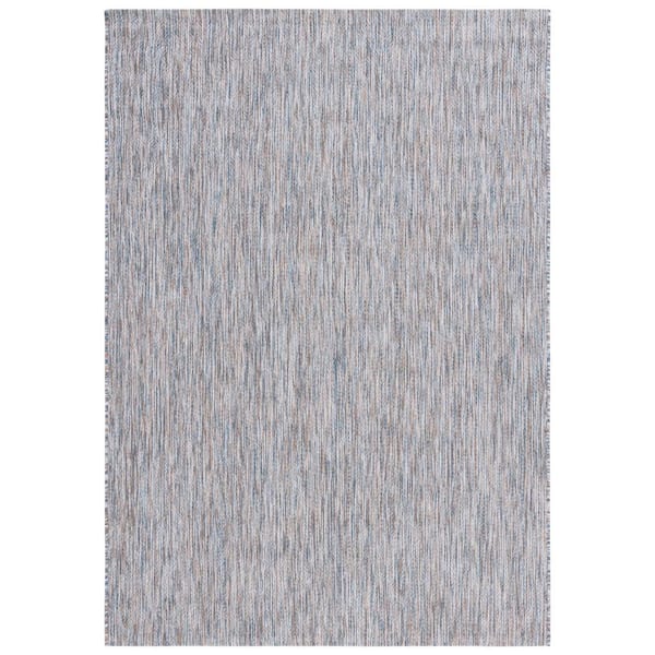 SAFAVIEH Courtyard Ivory Blue/Beige 9 ft. x 12 ft. Dotted Diamond Indoor/Outdoor Area Rug