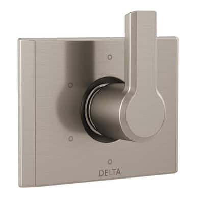 Pivotal 1-Handle Wall-Mount 6-Setting Diverter Trim Kit in Lumicoat Stainless (Valve Not Included)