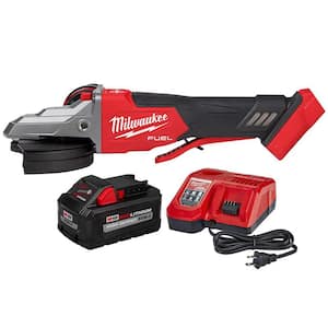 M18 FUEL 18-Volt Lithium-Ion Brushless Cordless 5 in. Flathead Braking Grinder with 8.0 Ah Battery and Charger