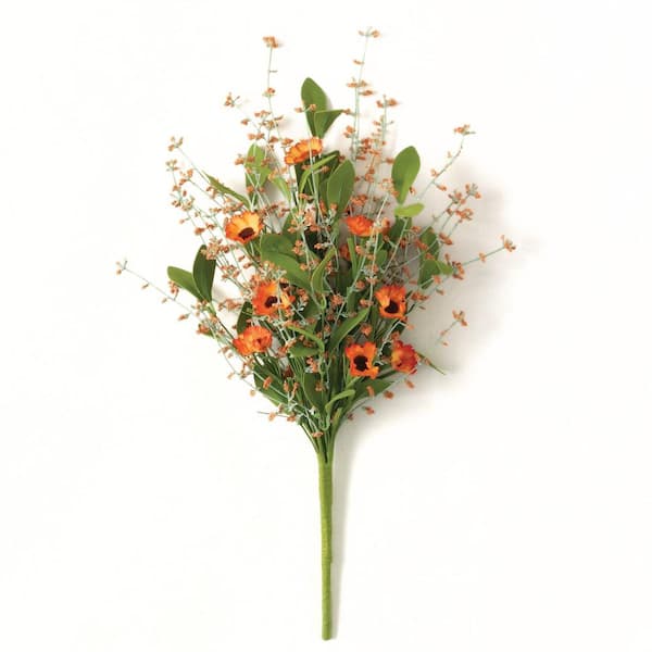 SULLIVANS 20 in. Orange Indoor Artificial Wispy Daisy Flower Bush