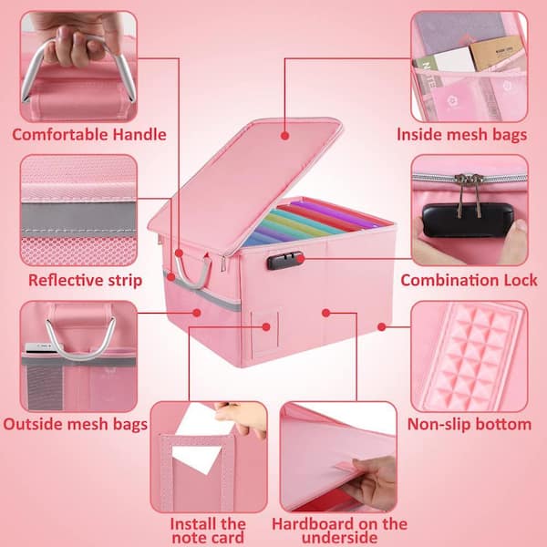 Angel Sar Pink Plastic 12.9 in. W Vertical Portable File Cabinet