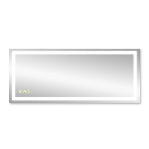 Satico 72 in. W x 30 in. H Rectangular Frameless Anti-Fog Wall Mounted LED Light Bathroom Vanity Mirror in Silver