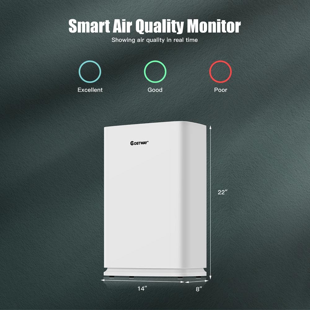 White HEPA Filter Console Air Purifier with Touch Control