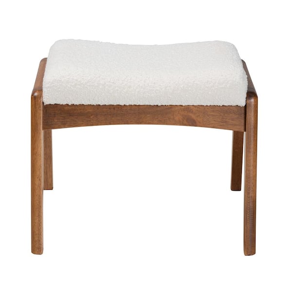 Baxton Studio Roxy Off White and Walnut Brown Ottoman 225 12924 HD