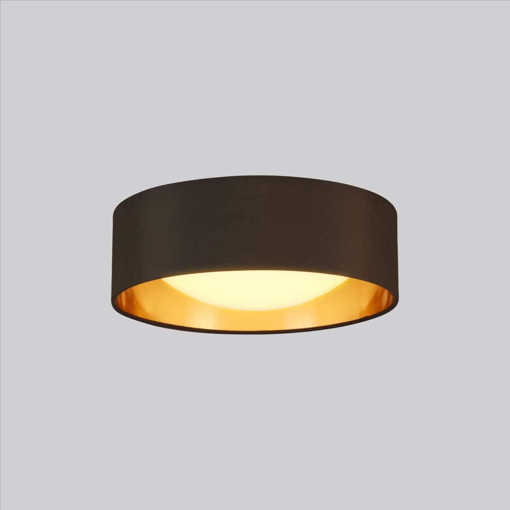 Orme Contemporary 12-Inch Black and Gold LED Flush Mount Ceiling Light