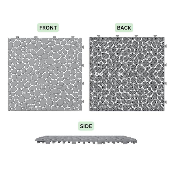1 ft. x 1 ft. Waterproof Interlocking Deck Tiles All Weather Anti-Slip in Gray (12-Pieces)