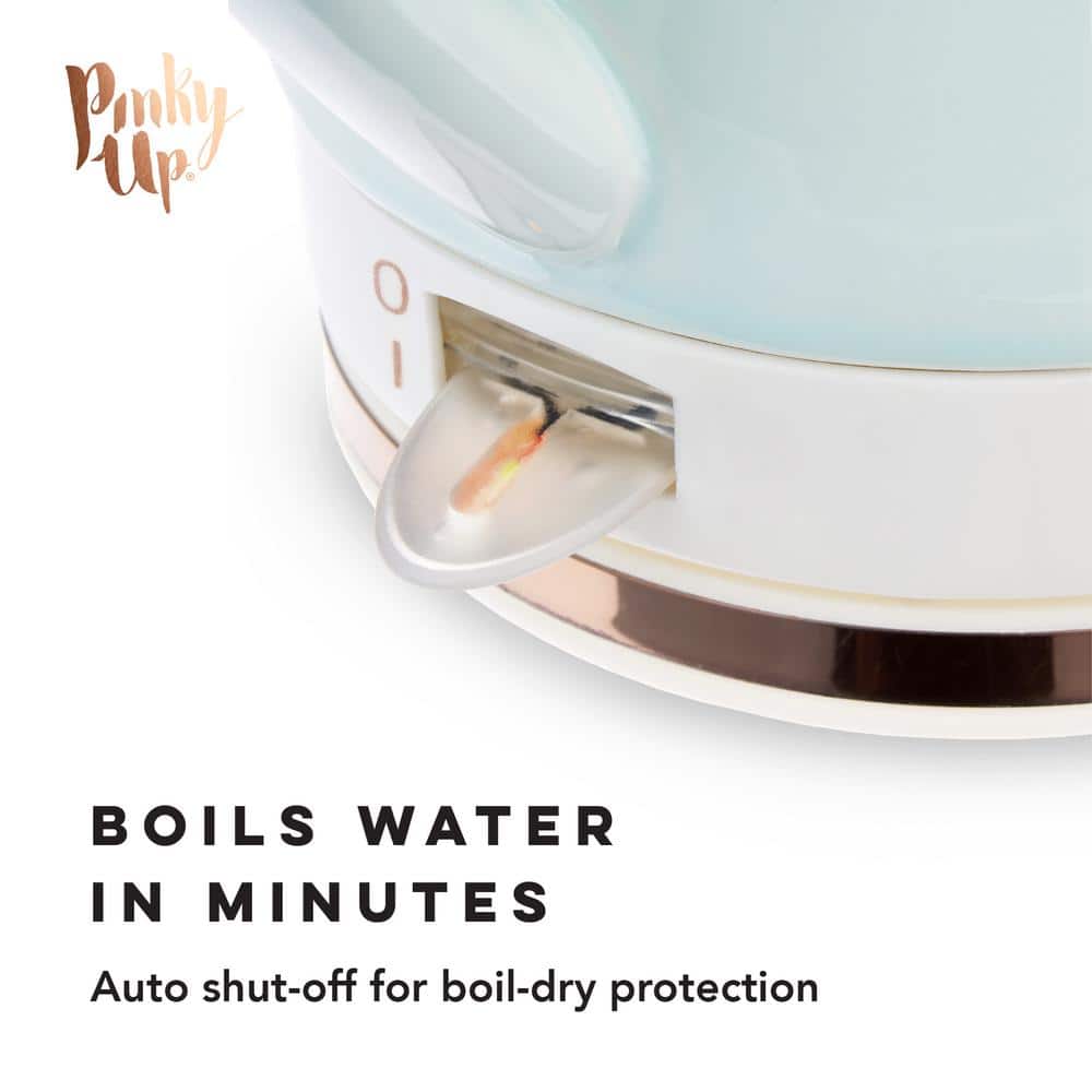 Mint and Rose Gold Ceramic Electric Gooseneck Tea Kettle