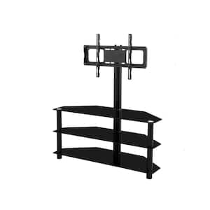 43.3 in. Black Metal TV Stand with 3-Tier Tempered glass Fits TV's up to 65 in.