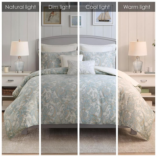 Chelsea 3-Piece Blue Cotton Full/Queen Duvet Cover Set