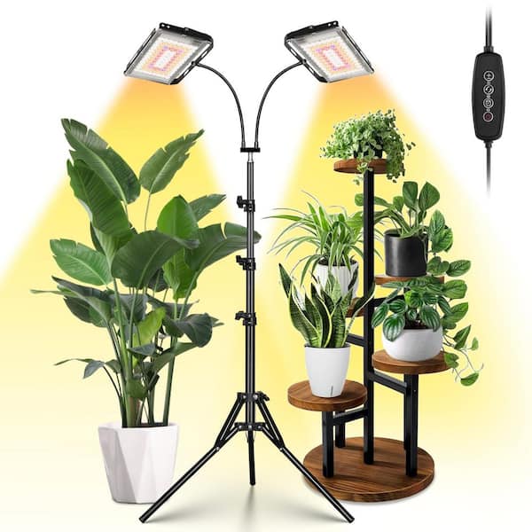 68 in. Standing Dual Head Full Spectrum Grow Light with Timer and 6-Dimmable Levels for Large Indoor Plants