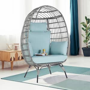 Outdoor Oversized Gray Rattan Egg Chair Indoor Outdoor Chair