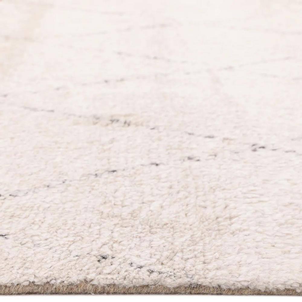 Ivory Taupe Hand-Knotted Wool Shag Rug with Fringe - 8' x 10'