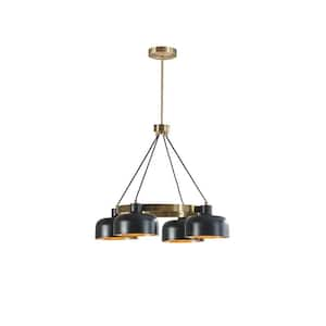 4-Light, Black Finish, Metal Shade Design Chandelier, for Living Room, Bulb Not Included