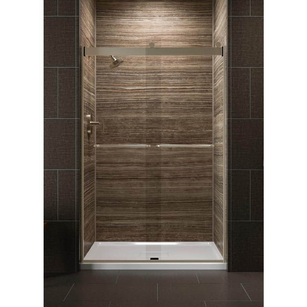 Levity Collection K-706014-L-ABV 48"" Sliding Shower Door with 0.25"" Thick Crystal Clear Glass and Towel Bars in Anodized Brushed -  Kohler, K706014LABV