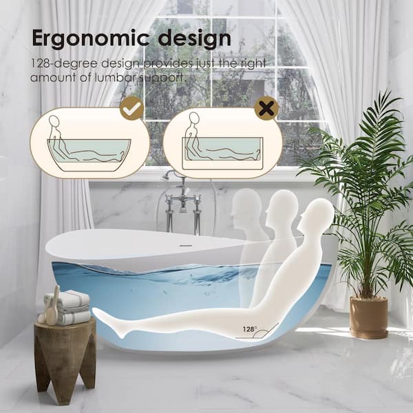 Altair Vespa 63 in. x 39 in. Soaking Bathtub with Center Drain in