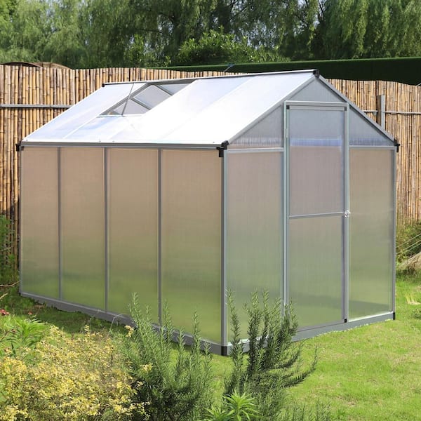 VEIKOUS 6 Ft. X 8 Ft. Silver Walk-In Garden Greenhouse Kit With ...