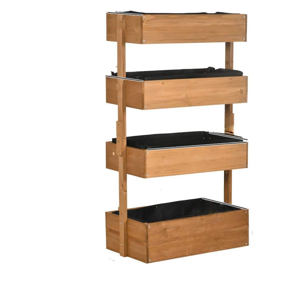 32 in. L x 18 in. W x 56 in. H Orange Wood Garden planters, 4 Tier Planter 