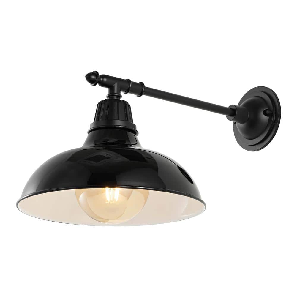 Wallace Industrial 12.25" Black Iron LED Victorian Arm Sconce