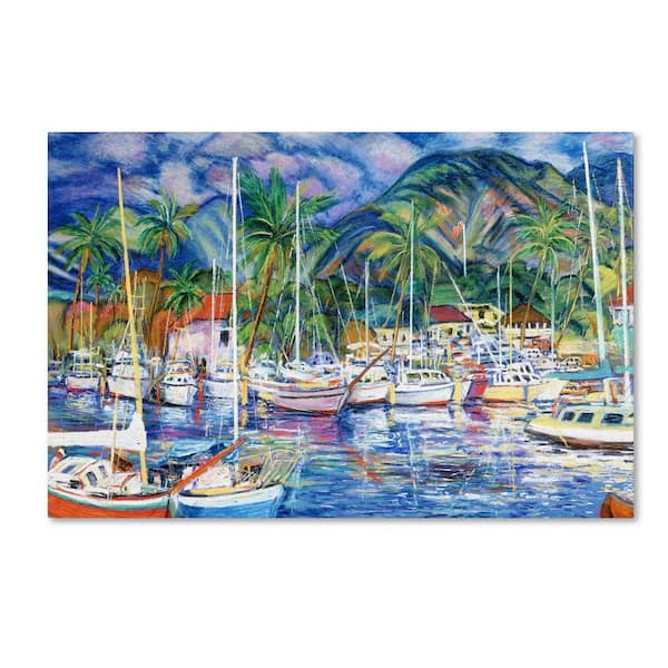 14 in. x 19 in. Lahaina Marina by Manor Shadian Hidden Frame Travel Wall Art