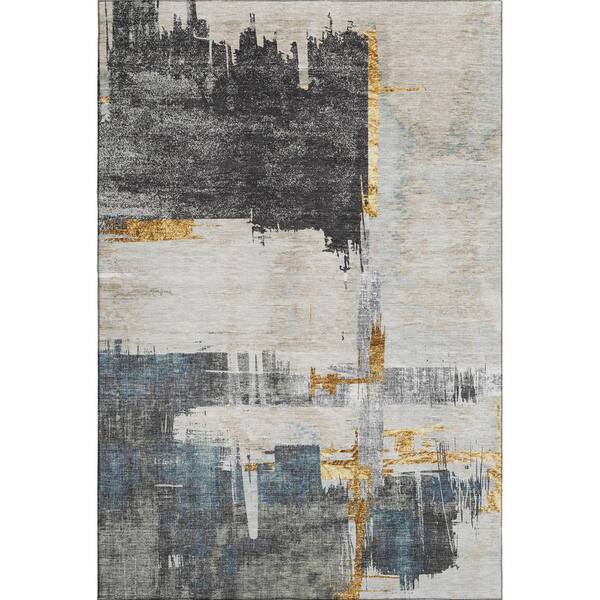 Addison Rugs Mayfield Premium Machine Washable Indoor/Outdoor Geometric AMF624 Charcoal 5 ft. x 7 ft. 6 in. Area Rug