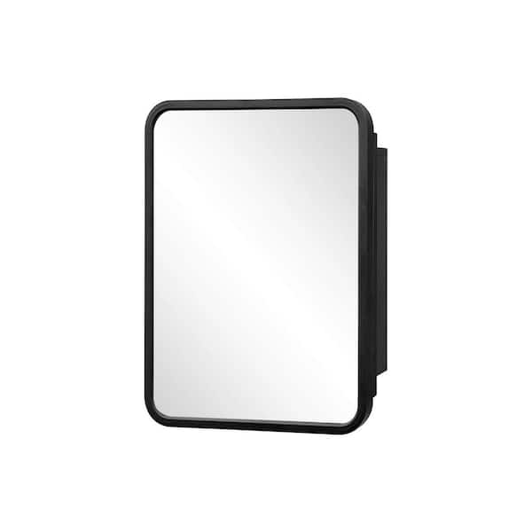 14 in. W x 18 in. H Rectangular Aluminum Medicine Cabinet with Mirror in Black