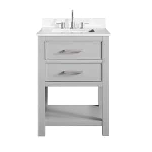 Brooks 25 in. Single Sink Chilled Gray Bath Vanity with Cala White Engineered Stone Top