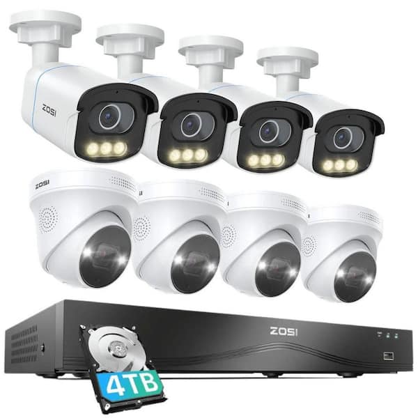 4K UHD 16-Channel 4TB NVR Home Security Camera System with 8 8MP Wired Outdoor Surveillance Cameras, Dual-Disk Backup