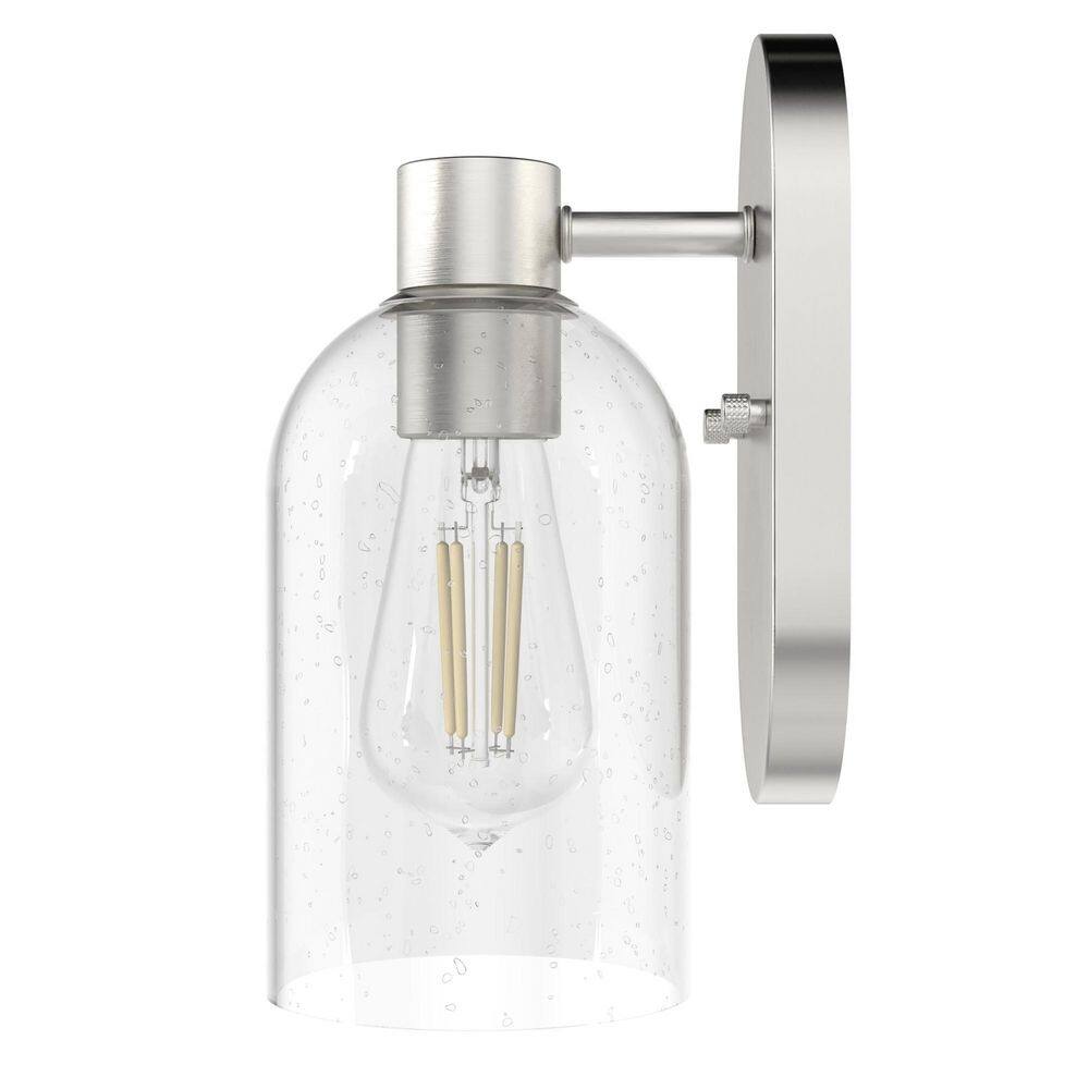 Lochmeade Dimmable Brushed Nickel Outdoor Wall Sconce with Clear Glass