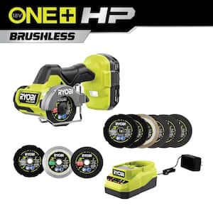 ONE+ HP 18V Brushless Cordless Compact Cut-Off Tool Kit with Battery, 18V Charger, & Carbide Cut Off Wheel Set (6-Piece)