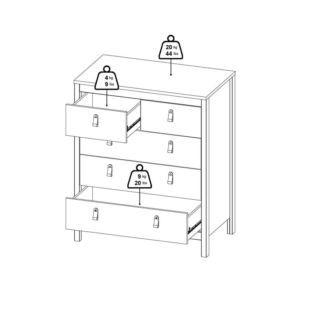 Madrid Mid-Century White 5-Drawer Chest with Dovetail Design