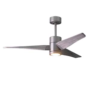 Super Janet 52 in. LED Indoor/Outdoor Damp Brushed Nickel Ceiling Fan with Light with Remote Control and Wall Control