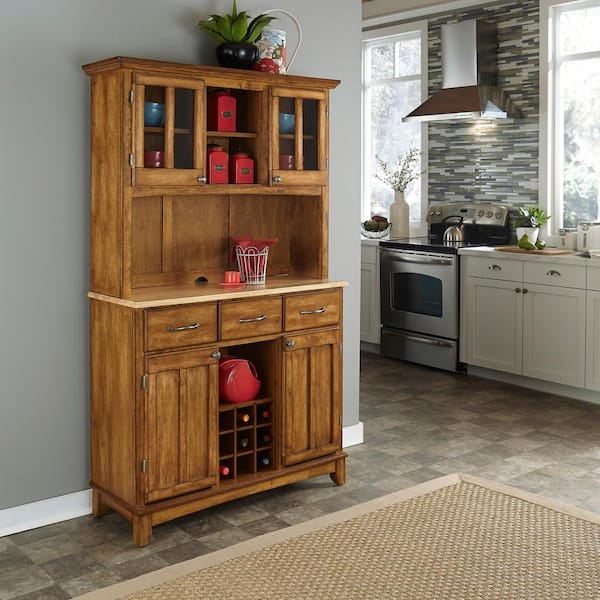 Cottage Oak and Natural Buffet with Hutch