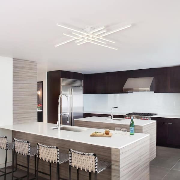 40 in. Linear Modern LED Triac Dimmable White Flush Mount Ceiling Light with 3000K Warm Light