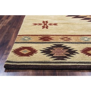 Ryder Tan/Burgundy 6 ft. 6 in. x 9 ft. 6 in. Native American/Tribal Area Rug