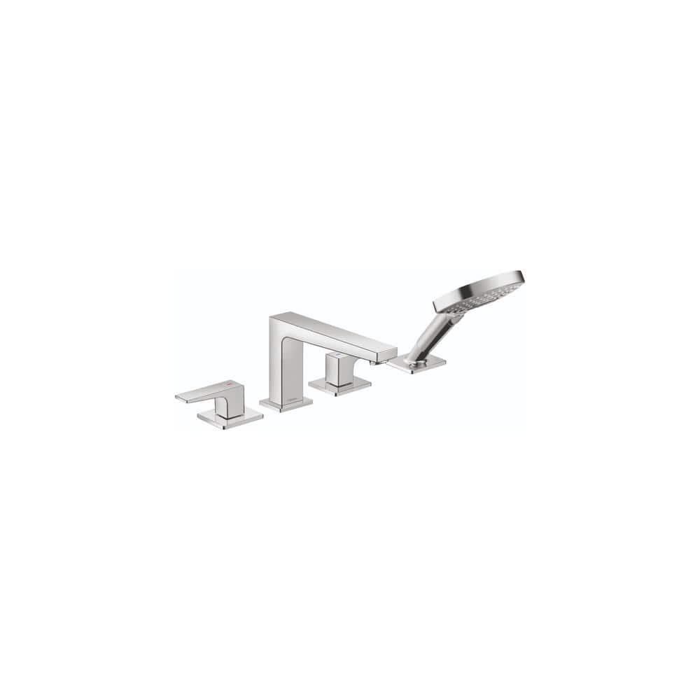 Elegant Black and Chrome 4-Hole Deck Mounted Tub Faucet with Handshower
