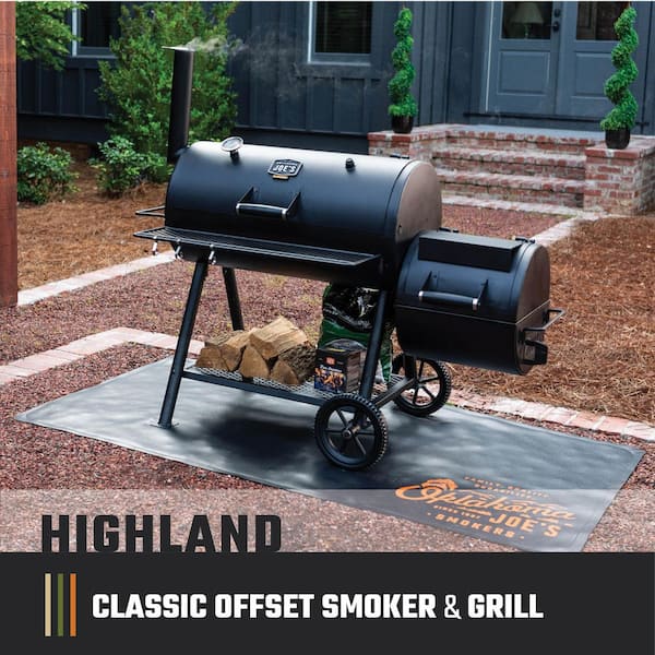 Highland Offset Charcoal Smoker and Grill with 900 sq. in. Cooking Area in Black