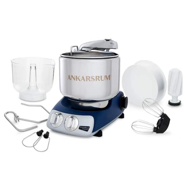 Ankarsrum 8 Qt. 8-Speed Matte Royal Blue Stand Mixer with Dough Hook and Whisk Attachments