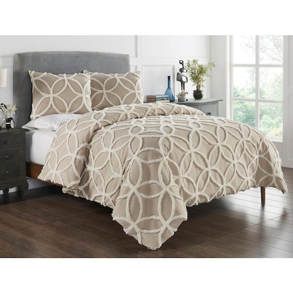 Better Trends Wedding Ring 2 Tone 3 Piece Taupe Ivory King 100 Cotton Comforter Set Cowrkituiv The Home Depot