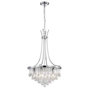 Orosei 5-Light Crystal Chrome Chandelier for Dining/Living Room, Bedroom, Foyer with No Bulbs Included