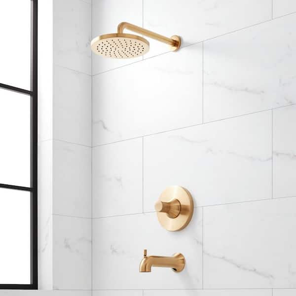 SIGNATURE HARDWARE Lentz Single Handle 1-Spray Shower Faucet 1.8 GPM with Pressure Balanced in. Brushed Gold