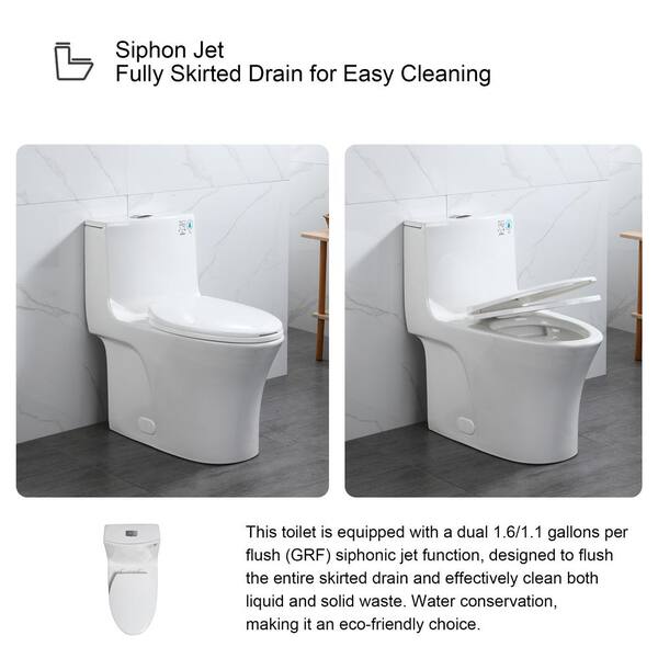 Giving Tree One-Piece Elongated Toilet Siphon Jet 1.28GPF Flushing with  Bidet Sprayer