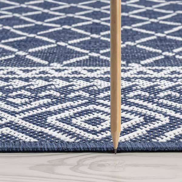 Eco Diamond Navy 2 ft. x 8 ft. Indoor/Outdoor Runner Rug