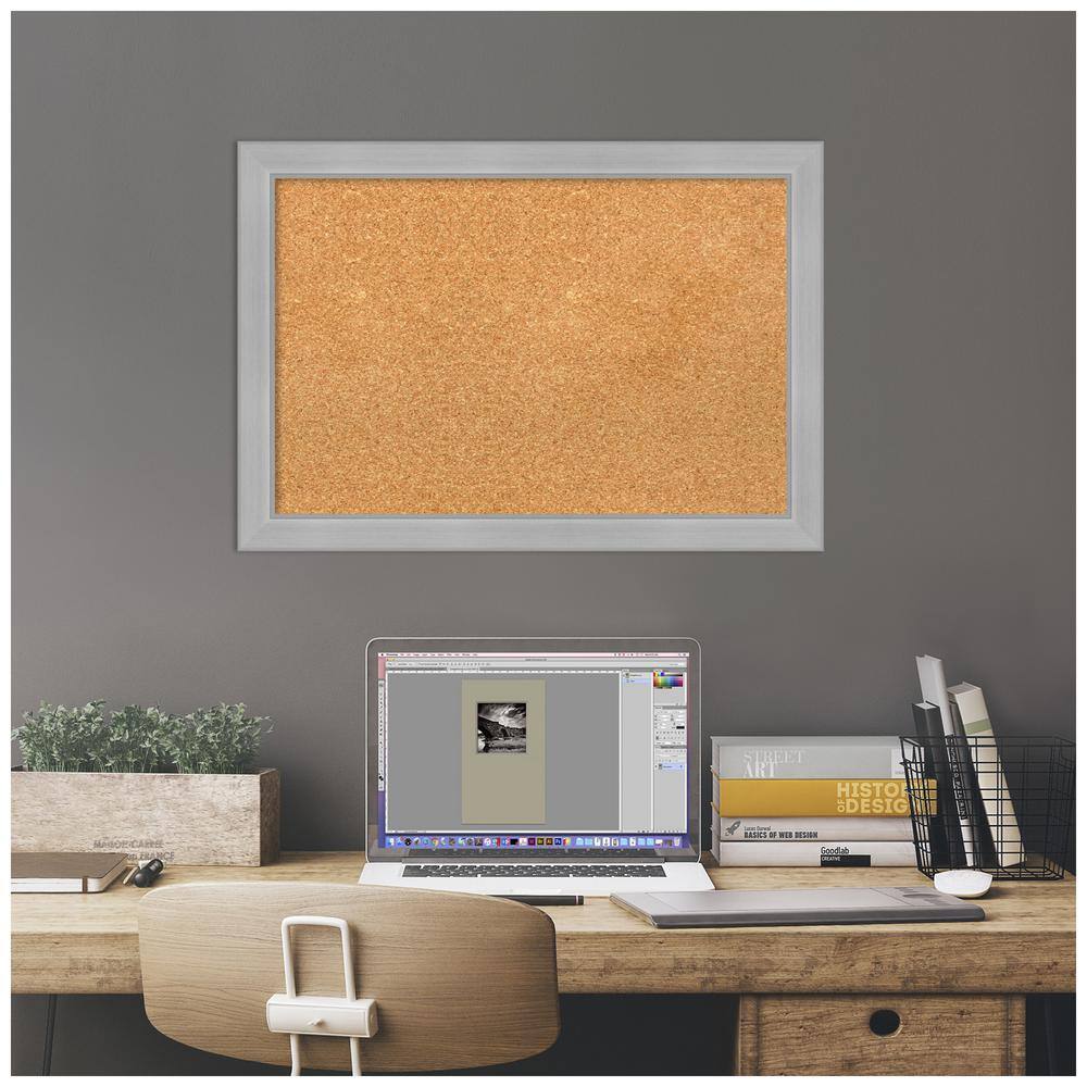 Vista Brushed Nickel Framed Natural Cork Bulletin Board