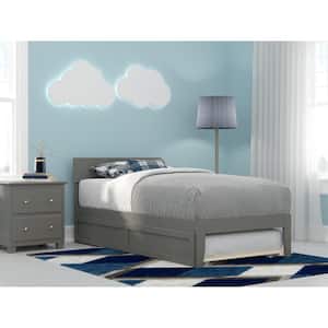 Boston Grey Twin Bed with Twin Trundle