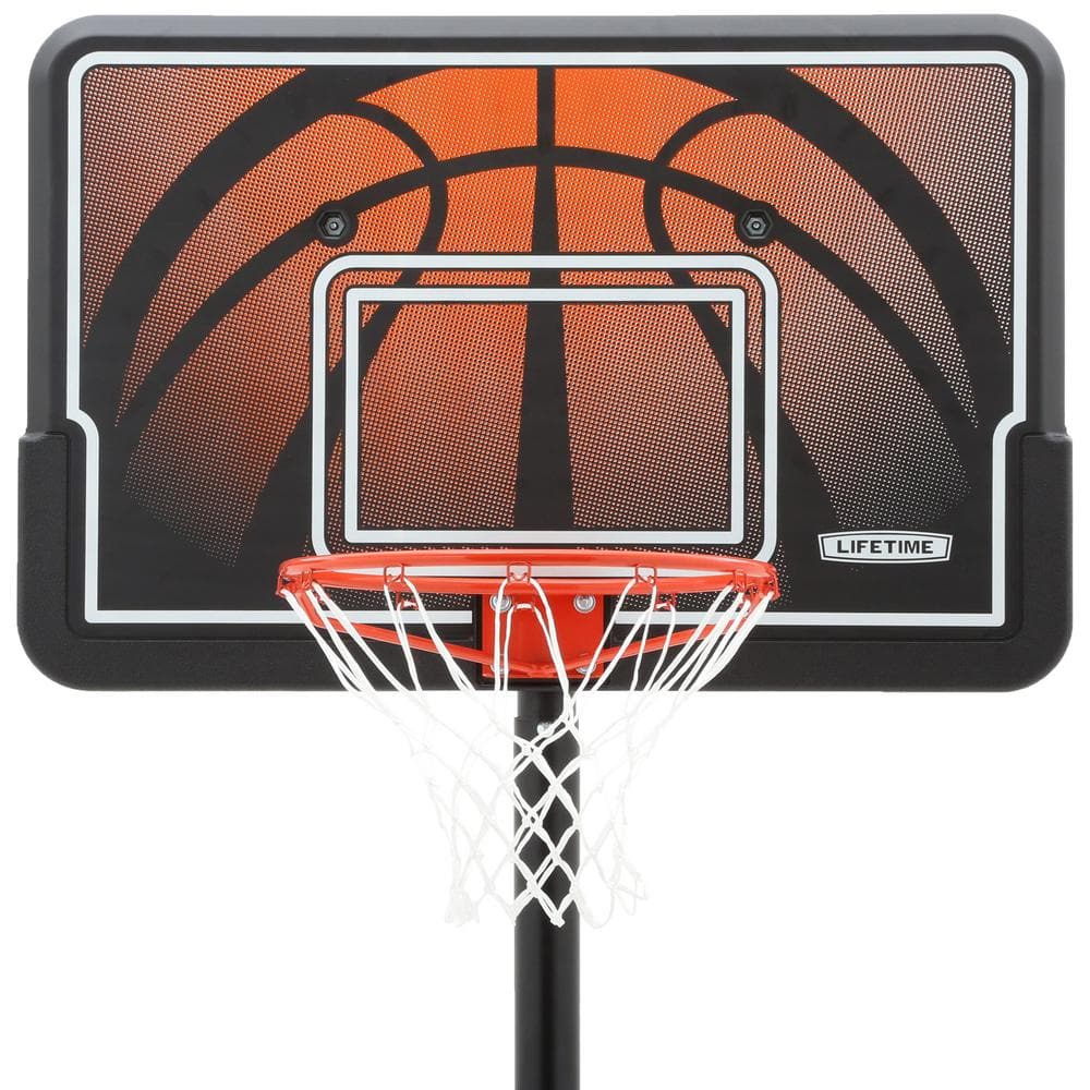 Adjustable 44" Portable Basketball Hoop with UV-Protected Backboard