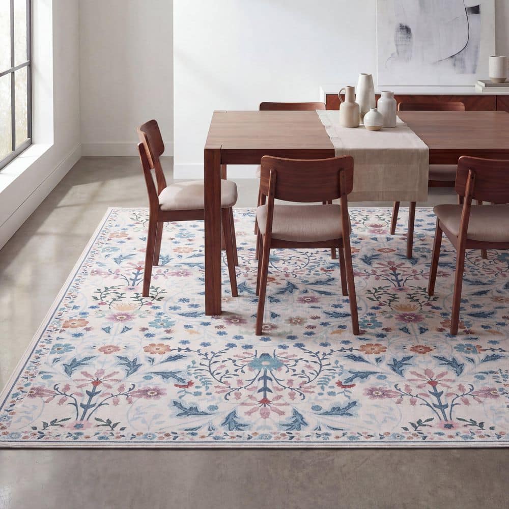 JONATHAN Y Primrose Art Nouveau Floral Border Machine-Washable