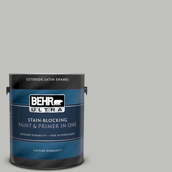 BEHR ULTRA 1 gal. #UL210-8 Silver Sage Satin Enamel Exterior Paint and Primer in One