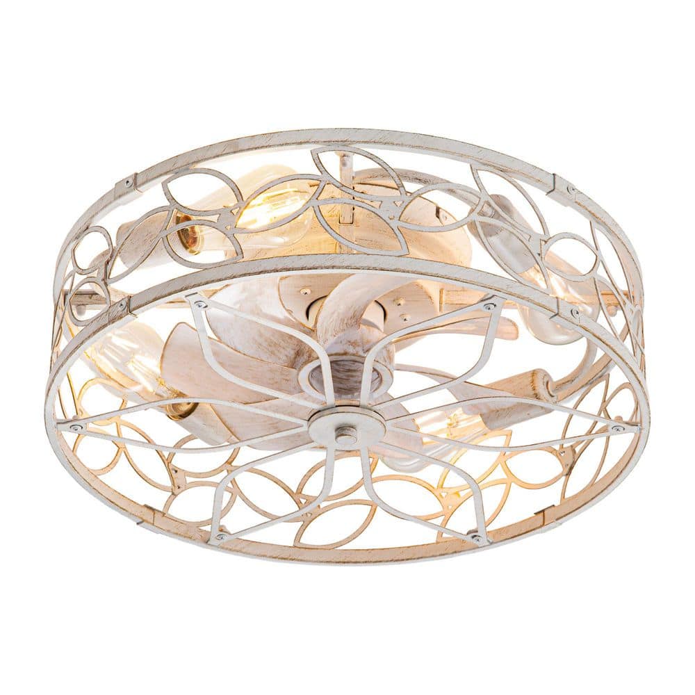 HINNIXY 18 in. Small Indoor White Gold Flush Mount Caged Ceiling