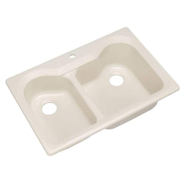 Thermocast Breckenridge Drop-In Acrylic 33 in. 1-Hole Double Bowl Kitchen Sink in Natural