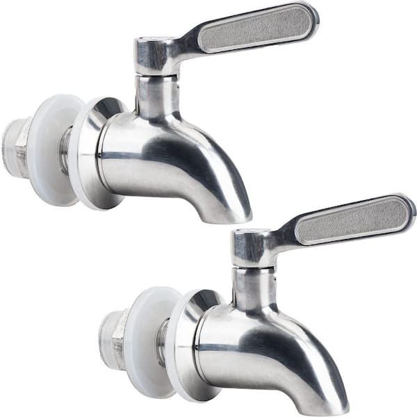 2 Handle Beverage Faucet with Stainless Steel Construction Leakproof Design Outdoor Use in Silver